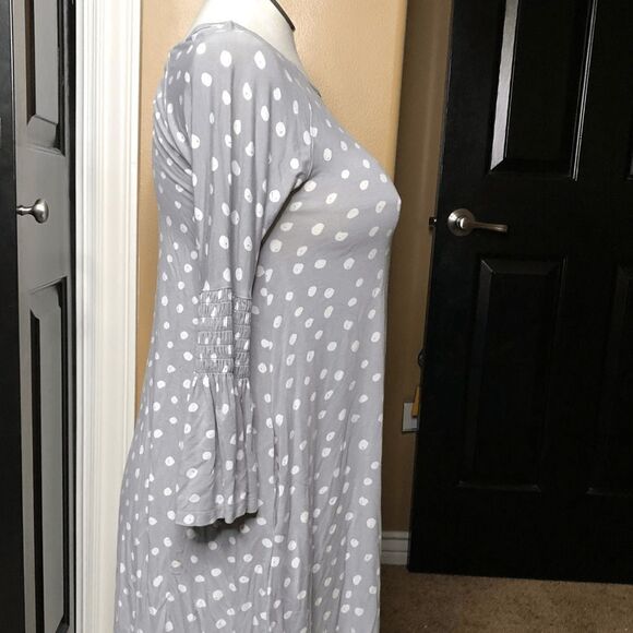 Agnes & Dora Womens Dress S Walker Jersey Midi Polka Dot Modest Church Fit Flare - Picture 2 of 7